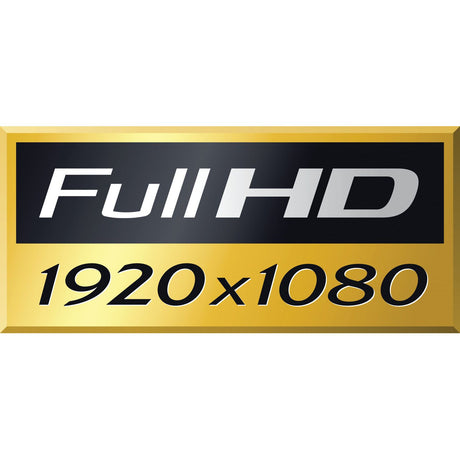 A black and gold background rectangular logo showcasing the text "Full HD 1920 x 1080" in white and yellow fonts, ideal for highlighting Full HD recording on your Sparex NLA Full HD (1920 x 1080) 2.7'' Dash Camera - S.163023.