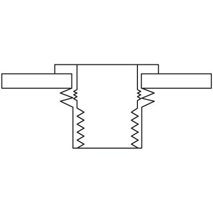 Diagram of a cross-section of a threaded pipe fitting, featuring the interlocking threads and the linear structure of the connected pipes. The detail highlights how an M4 x 10.50mm Blind Rivet Nut (Sparex Part No.S.163688) from Sparex would ideally integrate into this assembly.