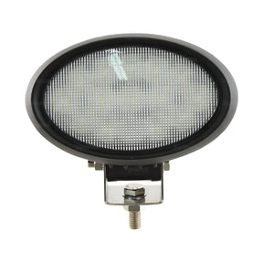 Introducing the Massey Ferguson LED Work Light by Sparex, a durable oval-shaped lighting solution designed for industrial or automotive applications. This work light features interference class 5 compatibility, delivers 4500 raw lumens, and operates within a 10-30V range. It includes a metal mounting bracket and screw for secure installation. For ordering or any inquiries, please contact us at [contact information].