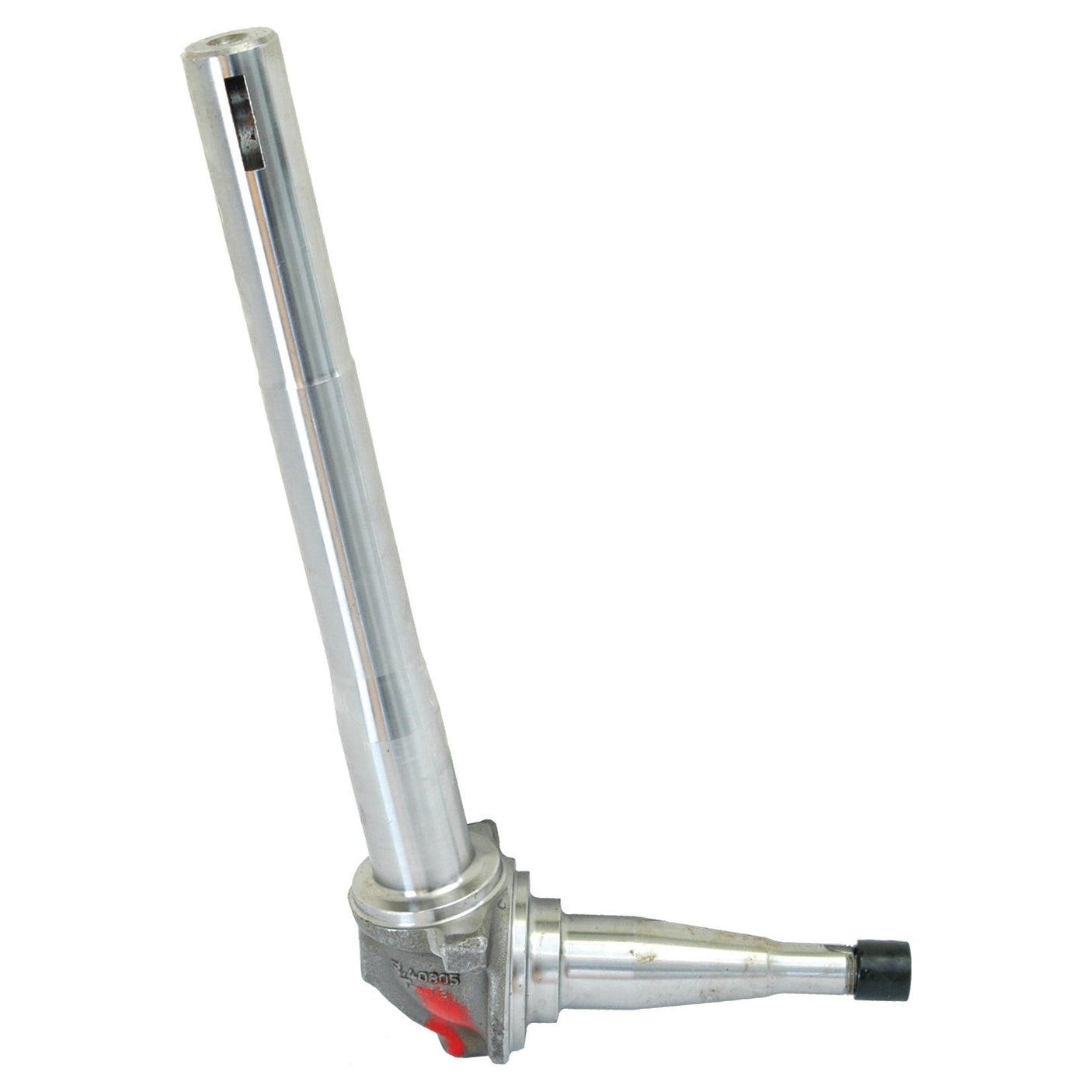 The Sparex Spindle RH (Sparex Part No.S.16475), featuring a vertical cylindrical shaft and an angled horizontal arm with a small black rubber end, integrates seamlessly with a Ford Wheel Hub Thread system.