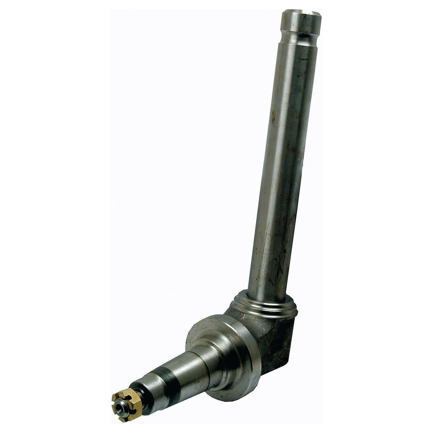 The Spindle RH & LH - Low Clearance (Adjustable Front Axle - Straight) by Sparex, part number S.17360, is a heavy-duty component featuring cylindrical and threaded sections, designed for industrial or mechanical use and compatible with Case IH.