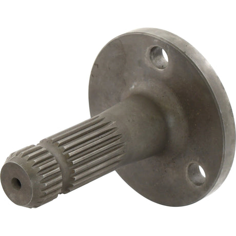 A **Sparex PTO Shaft - S.17397** made of metal, featuring a splined end and equipped with a circular flange that includes two holes for mounting.