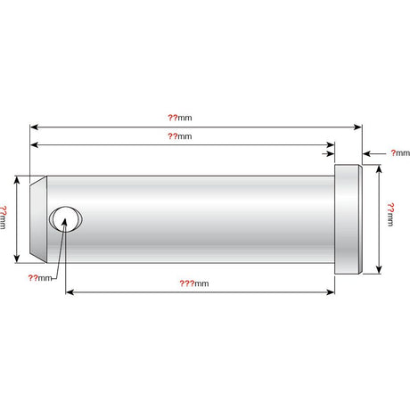 Technical drawing of a cylindrical metal component with unspecified measurements. The component, named Clevis Pin - S.17410 and part of the Sparex brand, is used in a Top Link Assembly for John Deere. It features a hole near one end, a larger diameter flange at one end, and multiple dimension lines.