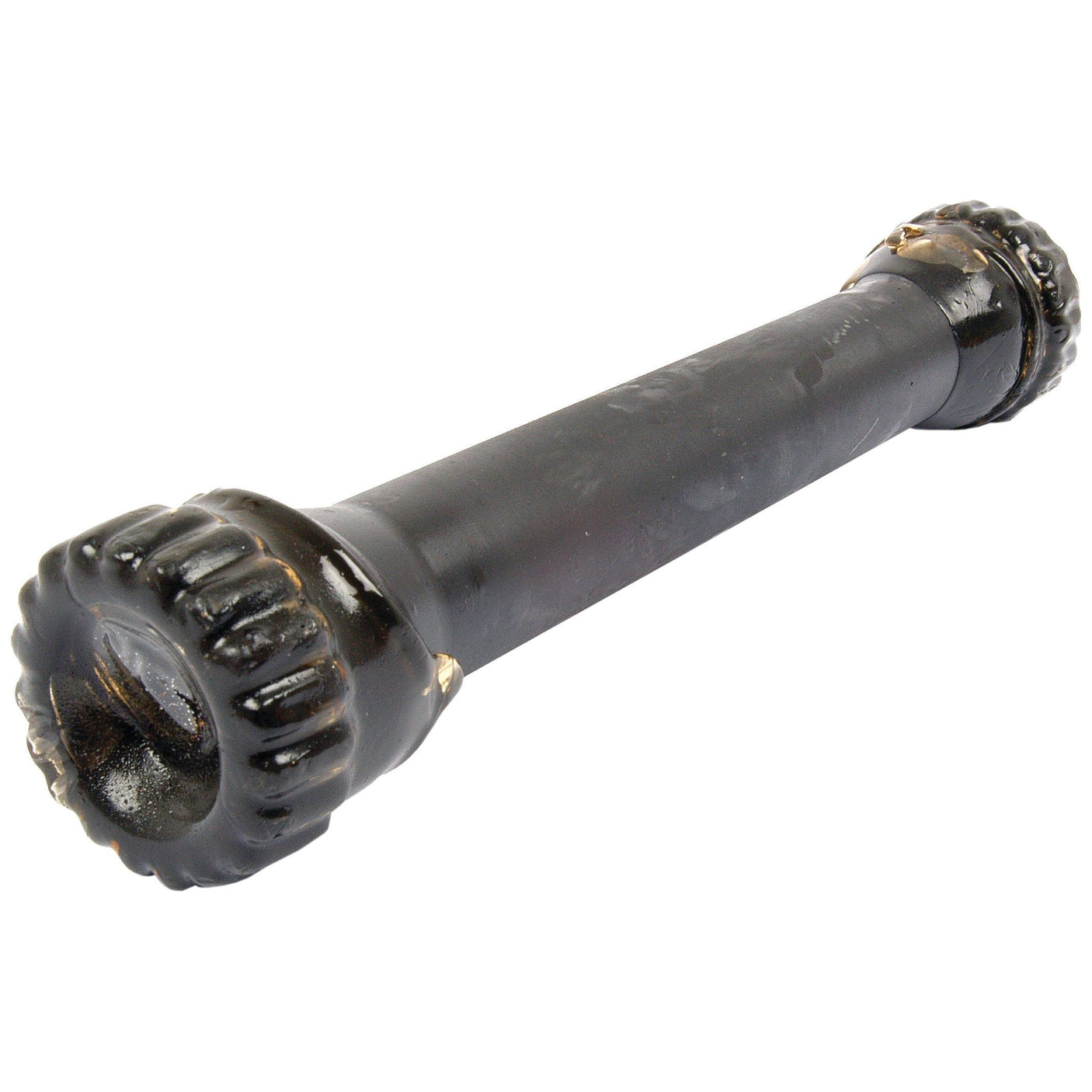 A black cylindrical object with textured ends, identified as a Hydraulic Pump Shaft (Sparex Part No. S.17439) by the brand Sparex, features a smooth surface and slight wear marks, resembling components used in Case IH machinery.