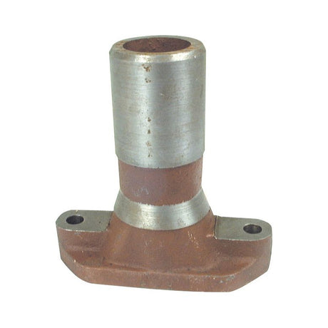 The Sparex Exhaust Elbow (Part No. S.17454) is a metallic component with a cylindrical top and a flanged base, featuring two mounting holes. It has a rusty appearance reminiscent of an old exhaust piece.