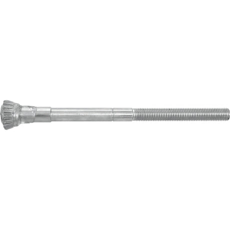 Introducing the Sparex Levelling Box Shaft (Part No. S.17457), a high-quality metallic bolt featuring a 7/8 UNC thread size and knurled head, complete with an 18-spline design and a partially smooth shank.