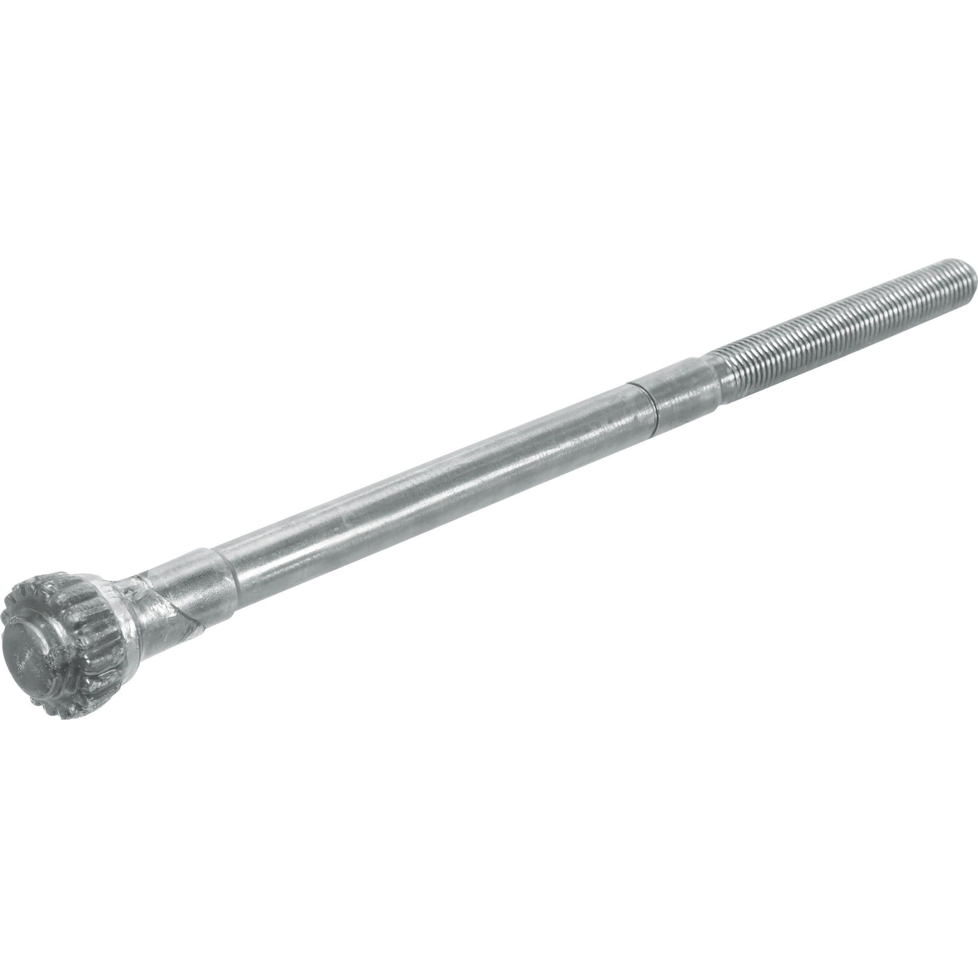 Close-up view of the Levelling Box Shaft by Sparex, featuring a threaded end with 7/8 UNC thread size and an 18-spline knob-shaped head, designed for precision.