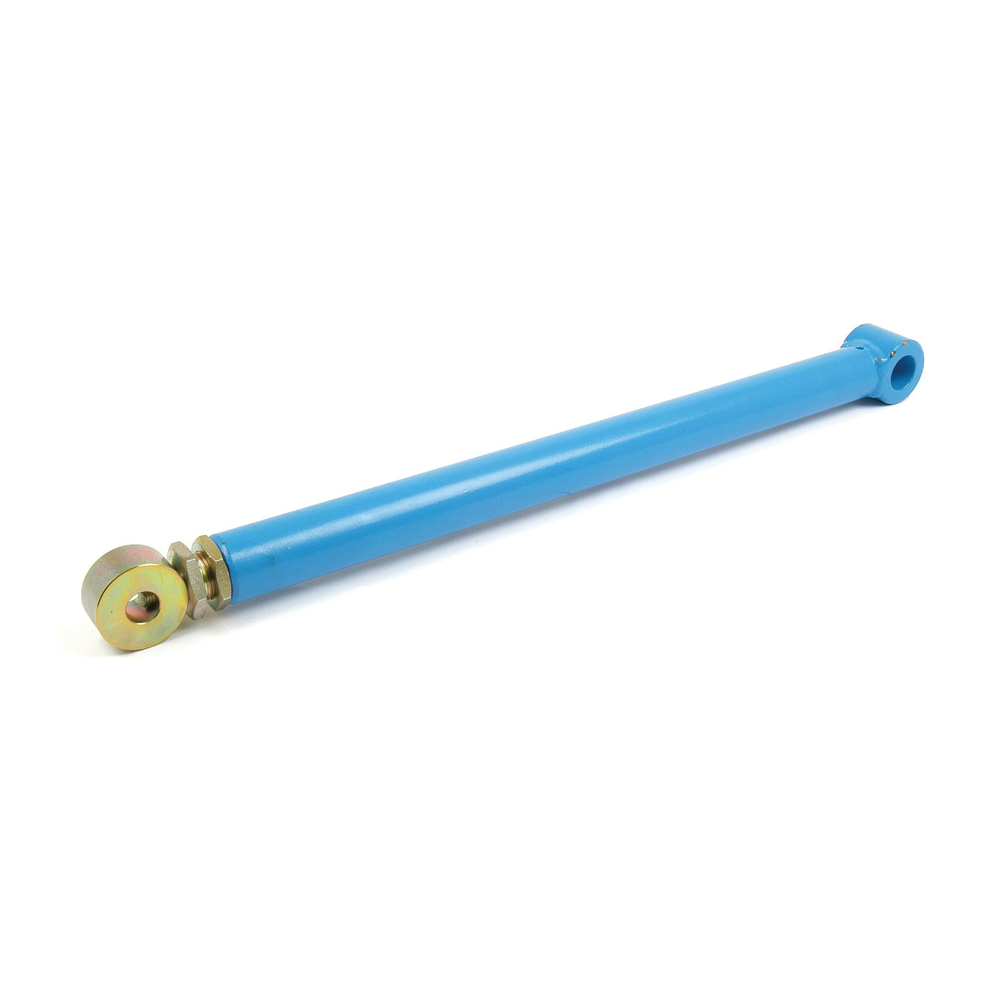 A blue metal rod with a cylindrical shaft and circular attachment points on both ends, ideal for use in a Ford / New Holland Auto Hitch Lift Rod Assembly, specifically the Sparex Auto Hitch Lift Rod Assembly | Part No. S.17493.