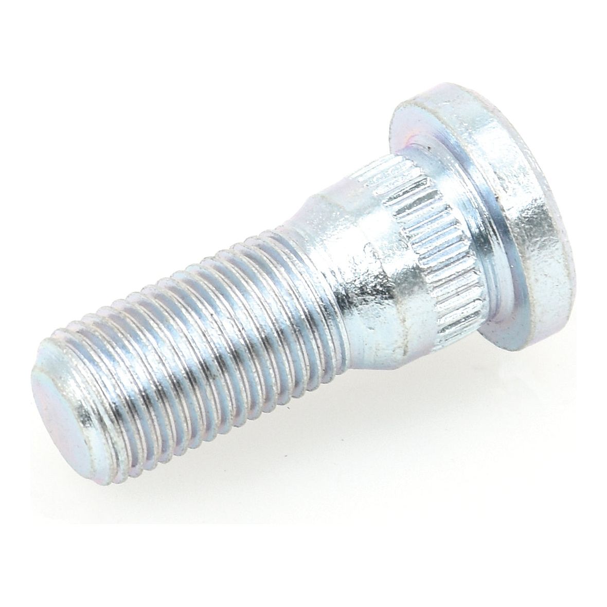 A Sparex Wheel Stud 1/2'' x 1 3/8'' (UNF) Grip Ø: 5/8'', resembling a metallic screw with a round head and UNF threaded body, is lying on a white background.