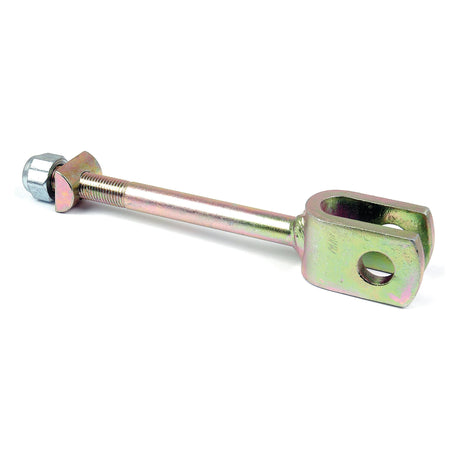 Steel clevis rod end with a bolt and nut, featuring a U-shaped fork on one end and a threaded rod on the other, ideal for Massey Ferguson tractors' Brake Rod Assembly. | Product Name: Brake Rod Assembly | Sparex Part No.S.1770 by Sparex.