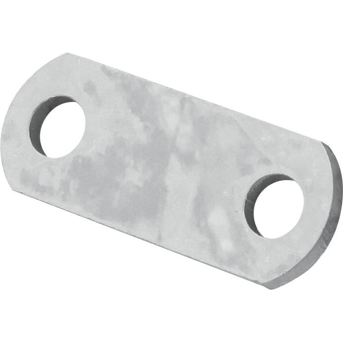 A rectangular Sparex Stabiliser Plate - Hole Ø (Sparex Part No. S.1788) with rounded ends, featuring two large circular holes near each end, is often used in conjunction with Massey Ferguson check chains.