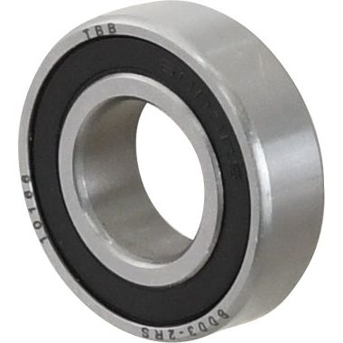 A deep groove ball bearing with black seals on one side, displaying the text "TBB" and other numbers engraved on the outer ring, perfect for applications requiring Sparex Deep Groove Ball Bearing (60032RS) - S.18035 metric bearings from Sparex.