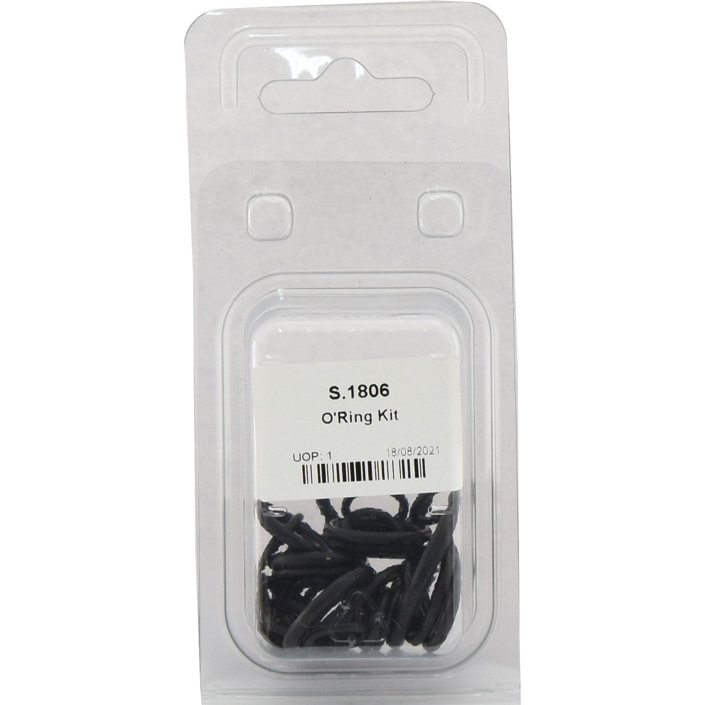 A packaged Sparex O'Ring Kit, Sparex Part No. S.1806, containing multiple black O-rings, with a label displaying the product number and a barcode.