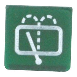 Green icon with a white windshield and wiper symbol, indicating the Rocker Switch Insert - Wiper Washer (Sparex Part No. S.18158) on a Massey Ferguson, supplied by Sparex.