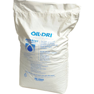 A white Sparex bag labeled "Absorbent Granules - 20L - S.18209" contains medium absorbency granules specifically designed for cleaning up spills. The bag holds 20 liters and includes instructions for use, making it ideal for oil spill cleanup.