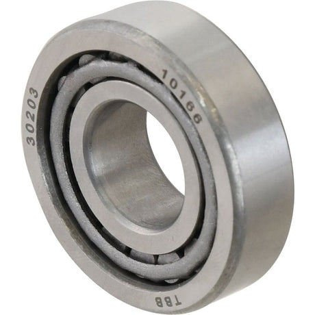 Close-up of the Sparex Taper Roller Bearing (30203) - S.18211 with "30203" engraved on its outer ring.