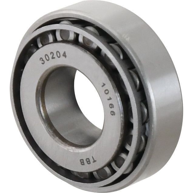 Close-up of a cylindrical taper roller bearing with the marking "Bearings Reference 30204" and "10166 TBB" on its surface. Identified as Sparex Taper Roller Bearing (30204) - S.18212 by Sparex.