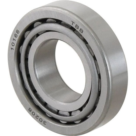 A Sparex Taper Roller Bearing (30206) - S.18214 with a metallic finish, featuring the numbers "10166" and "30206" engraved on it, commonly used in Case IH PUMA machinery.