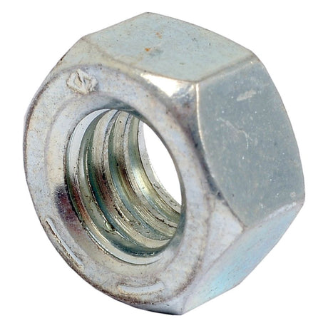 Close-up of a Sparex Imperial Hexagon Nut, size 5/16'' UNC (DIN 934), featuring zinc plating and internal threading, shown against a white background.