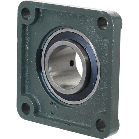 A Sparex Four-Bolt Flanged Unit (UCF213), with a green square housing and a metal bearing in the center, features four mounting holes at each corner. The product is identified by Sparex Part No. S.18409.