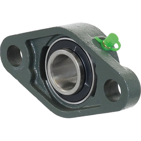 The Sparex Two-Bolt Flanged Unit (UCFL205) by Sparex, part number S.18411, is a green flange-mounted bearing unit with two bolt holes and a metal housing, designed to fit a 25mm bearing.