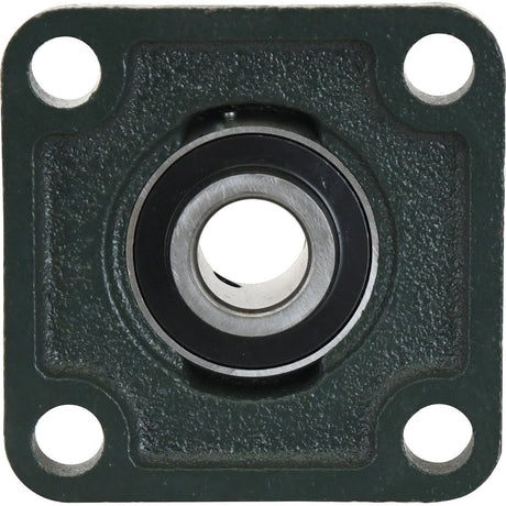 Close-up of a green Sparex Four-Bolt Flanged Unit (UCF204-12) - S.18540 with a circular inner ring and four mounting holes at the corners, known for its imperial dimensions.