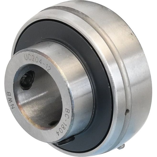 A Sparex Plummer Block Bearing Insert (UC204-12) - S.18580, engraved with the code "UC204-12" on its surface, showcases its circular shape and components. This robust bearing insert exemplifies precision engineering from Sparex.