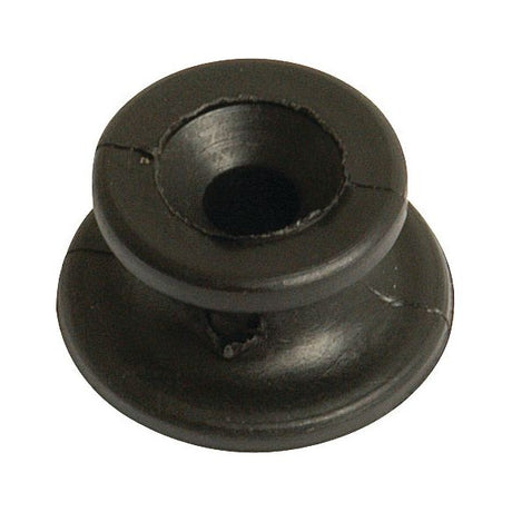 A black Rubber Tensioner Securing Knob, featuring a hollow center with two circular flanges, is available in 22mm large and 18mm small sizes from Sparex.