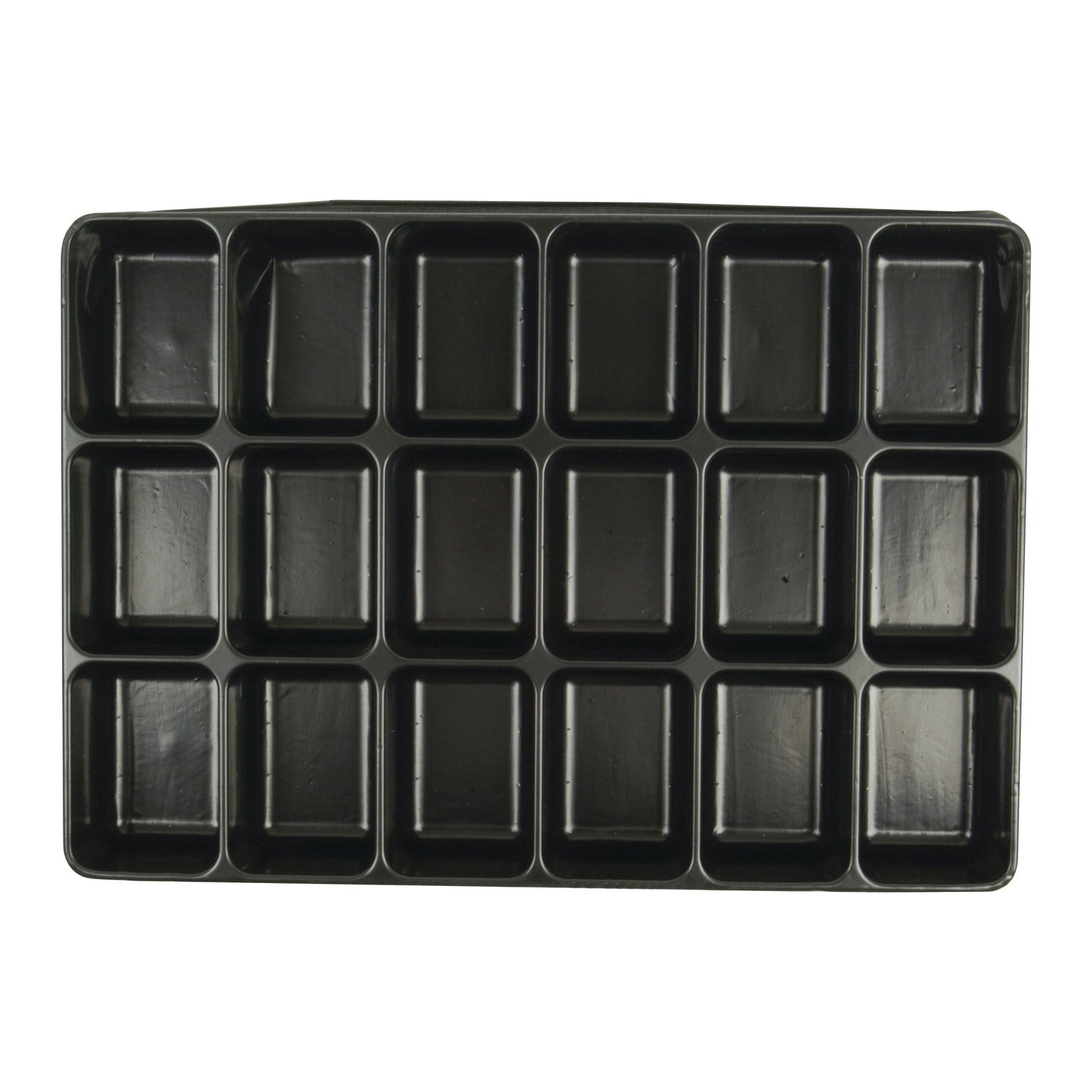 A black plastic 18 Compartment Tray by Sparex (330 x 50 x 230mm), identified as Sparex Part No. S.2428, featuring rectangular compartments arranged in a grid.