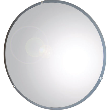 A 450mm round wall-mounted mirror with a thin, dark frame and visible lens flares on the left side. Ideal as the Surveillance Round Mirror 450mm (Sparex Part No. S.19128), it combines functionality with sleek aesthetics.