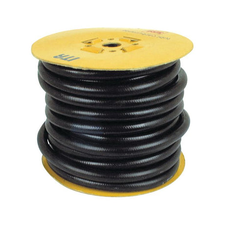 A Sparex Smooth Fuel Hose - 6 x 13mm x 15M (S.19158), crafted from premium grade compounds for a low permeability rate, neatly stored on a yellow reel.