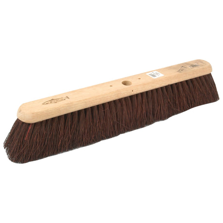 The Sparex Broom Head - Natural Bassine 61cm / 24'' (Part No. S.19191) features dense, dark bristles made from natural bassine and a wooden back with a hole for handle attachment.