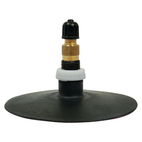 A Sparex Tyre Valve with a rubber base (Sparex Part No.S.19279) featuring a threaded metal stem topped with a black plastic cap, designed for fast flow.