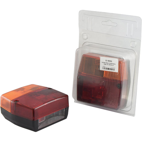 Two identical Sparex Rear Combination Lights featuring halogen bulbs, with 4 functions (brake, tail, indicator, number plate), packaged in plastic—one inside the packaging and one outside.