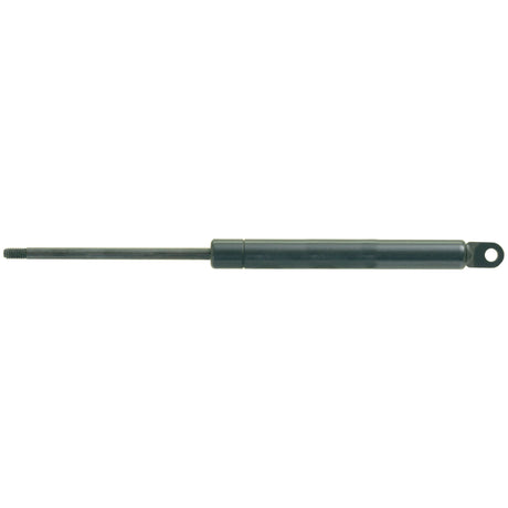 This image showcases the Sparex S.19405 Gas Strut, which has a total length of 240mm. It features a black cylindrical body and an extended rod with one end designed with a mounting hole and the other end featuring a threaded tip, complete with precise end fittings to ensure optimal functionality.