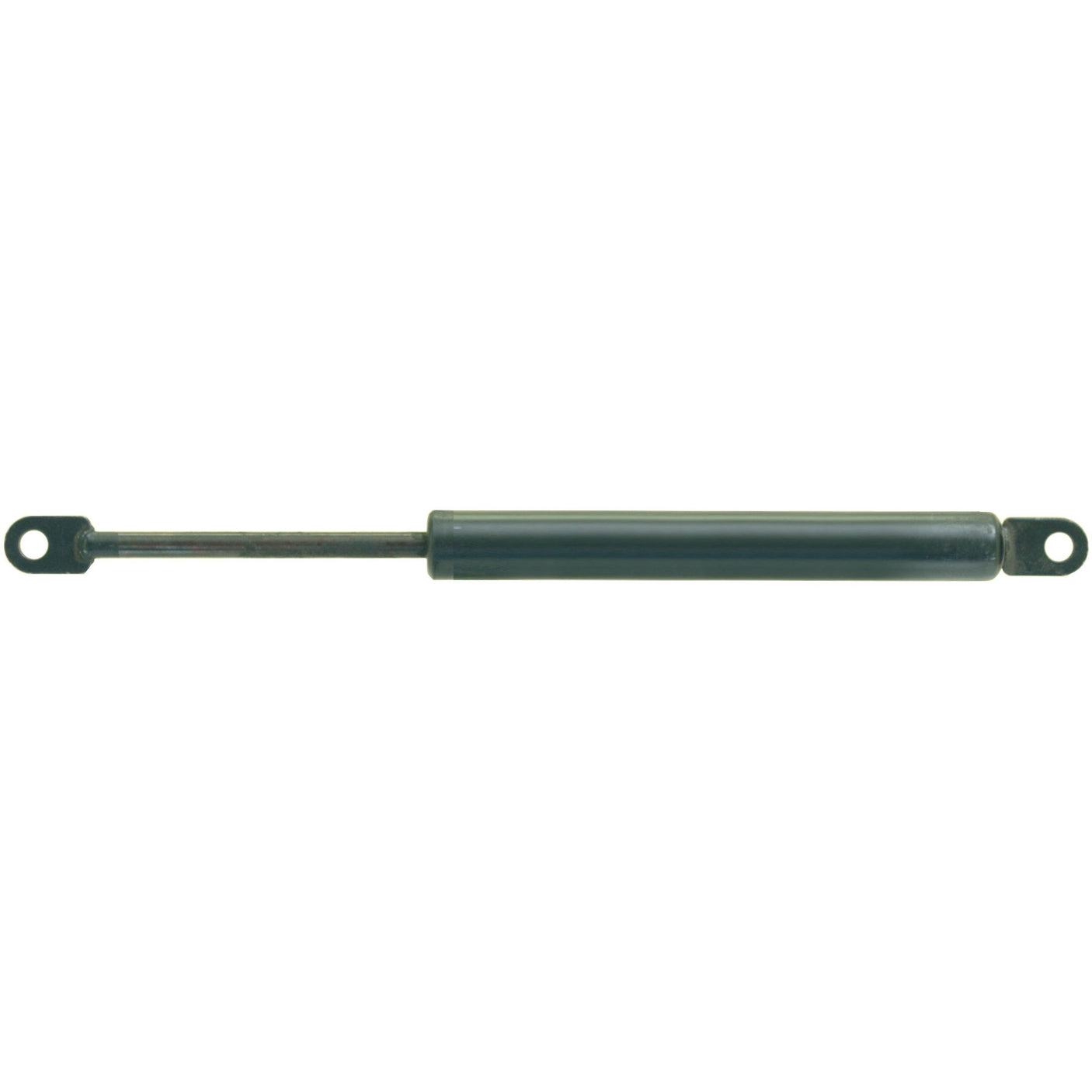 A black gas strut from Sparex (S.19409), with metal connectors at both ends, designed for controlled mechanical movements and featuring a 225mm total length Ram Stroke perfect for John Deere machinery.