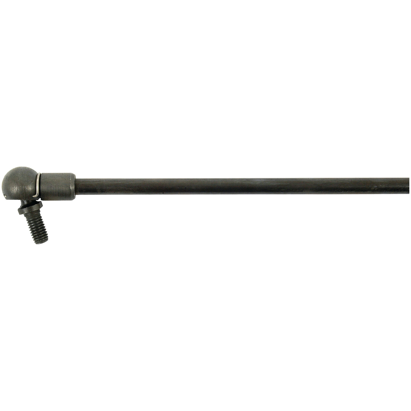 Gas Strut (S.19410) by Sparex, with a total length of 810mm, featuring an elbow joint and screw at one end, designed to extend horizontally to the right and compatible with John Deere machinery.