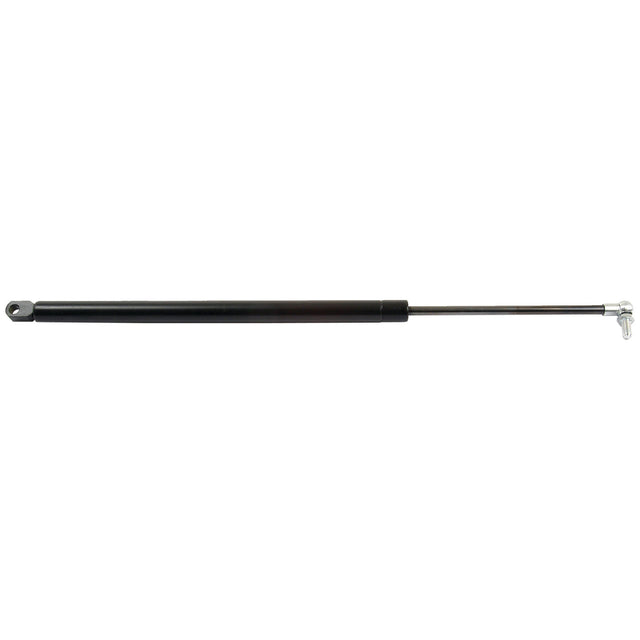 Introducing the Sparex Gas Strut (S.19412), a 500mm long black gas spring with a 210mm ram stroke, featuring an extended piston rod and mounting hardware at both ends. Perfect for John Deere machinery and various compatible models.