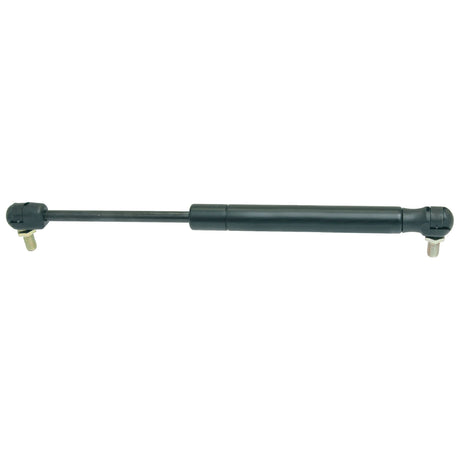 The Sparex Gas Strut, Total length: 285mm - S.19448, features a black metal rod and end fittings, making it ideal for maintaining pressure in Massey Ferguson machinery.