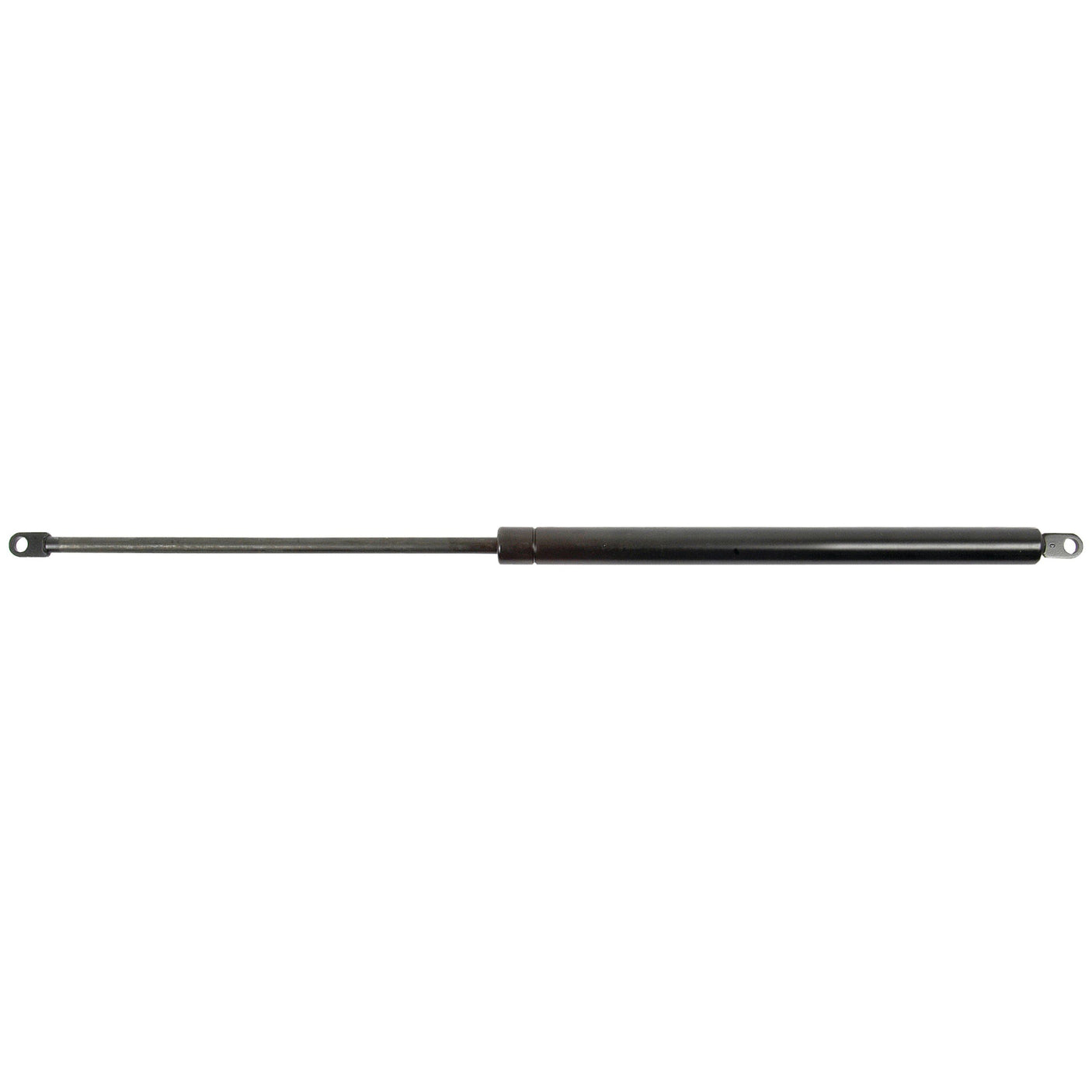 Introducing the Sparex Gas Strut, S.19449: It features a sleek black cylinder with a diameter of 22mm and a metallic rod, including circular mounting holes at both ends. With an impressive ram stroke of 250mm and operating pressure of 200N, this gas strut extends to a total length of 600mm.