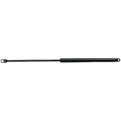 The Sparex Gas Strut, S.19457, is a black strut with attachment points on both ends, commonly used for lifting or supporting heavy objects. This Zetor compatible strut features a ram stroke and can handle pressure up to 200(N), with a total length of 320mm.