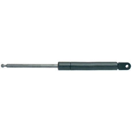 The Sparex Gas Strut (S.19461), with a total length of 260mm, features a black cylindrical body and an extended silver rod. It includes end fittings for secure attachment, making it ideal for supporting and lifting objects such as lids or hatches.