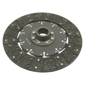 A close-up image of the Sparex Clutch Plate - S.19535, a circular mechanical component with a toothed center and friction surfaces used in automotive transmissions, is shown. The disc size is 302mm and it's compatible with Ford New Holland models.