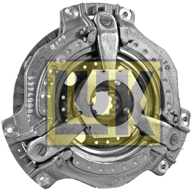 A Sparex Clutch Cover Assembly - S.19666 with a robust cast iron housing, featuring the company's logo overlaid in yellow.