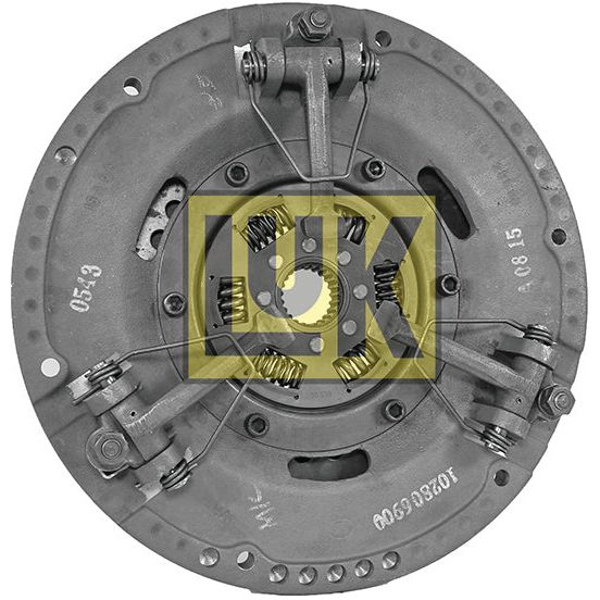 A metal automotive clutch assembly, known as the Clutch Cover Assembly - S.19683 by Sparex, displaying various mechanical components and springs, indicating its Flywheel Type. The center features a yellow and black "LUK" logo.