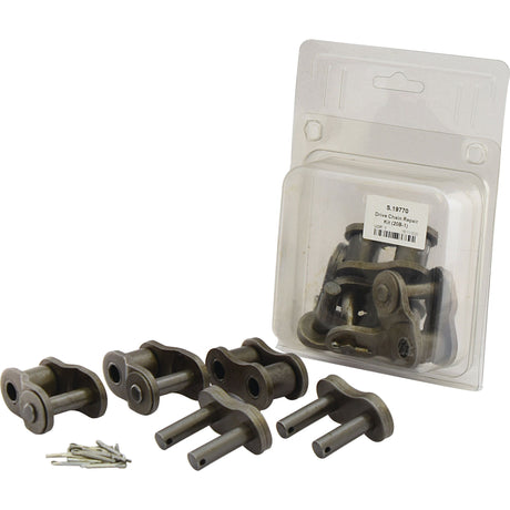 A set of metal chain link connectors and pins, packaged in plastic as the "Drive Chain Repair Kit (20B-1) - S.19770," featuring Sparex's renowned quality.