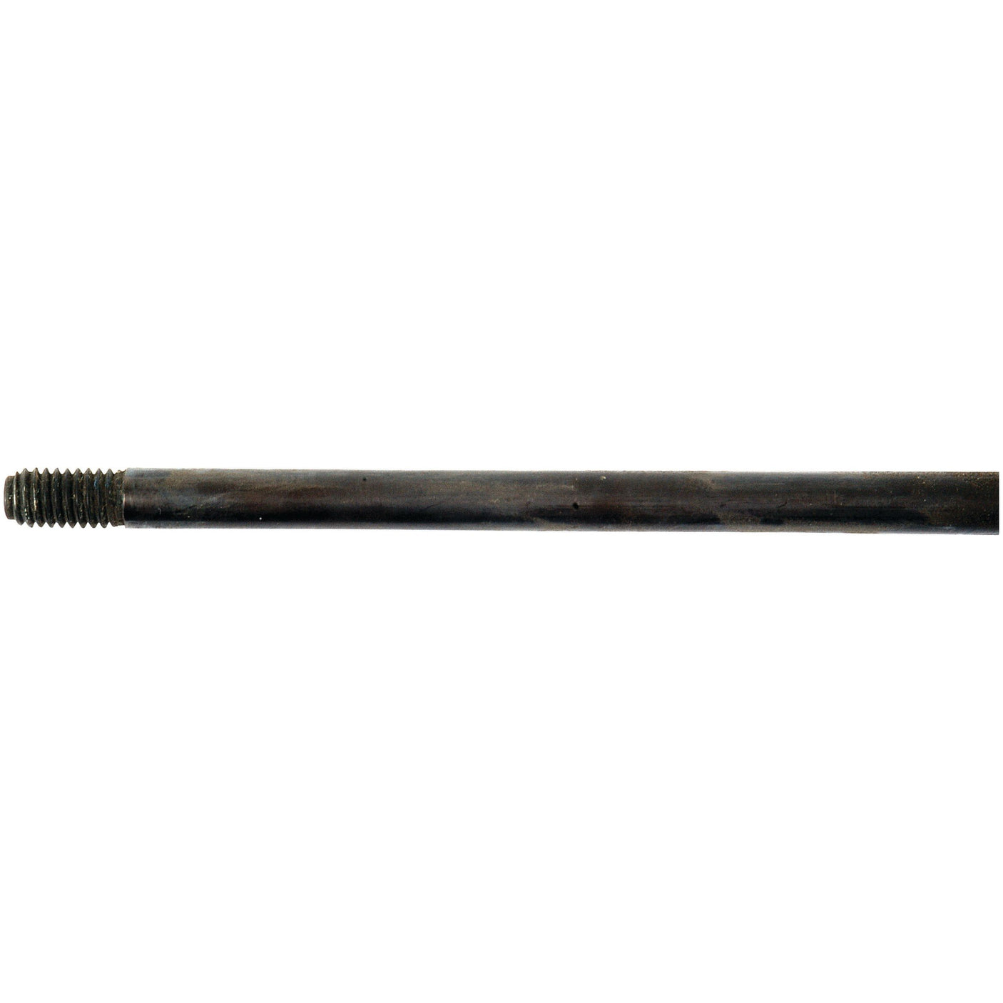 A close-up of a Sparex Gas Strut, Total length: 230mm - S.19795, with a threaded end on the left side. The gas strut is dark in color and appears to have a smooth surface.