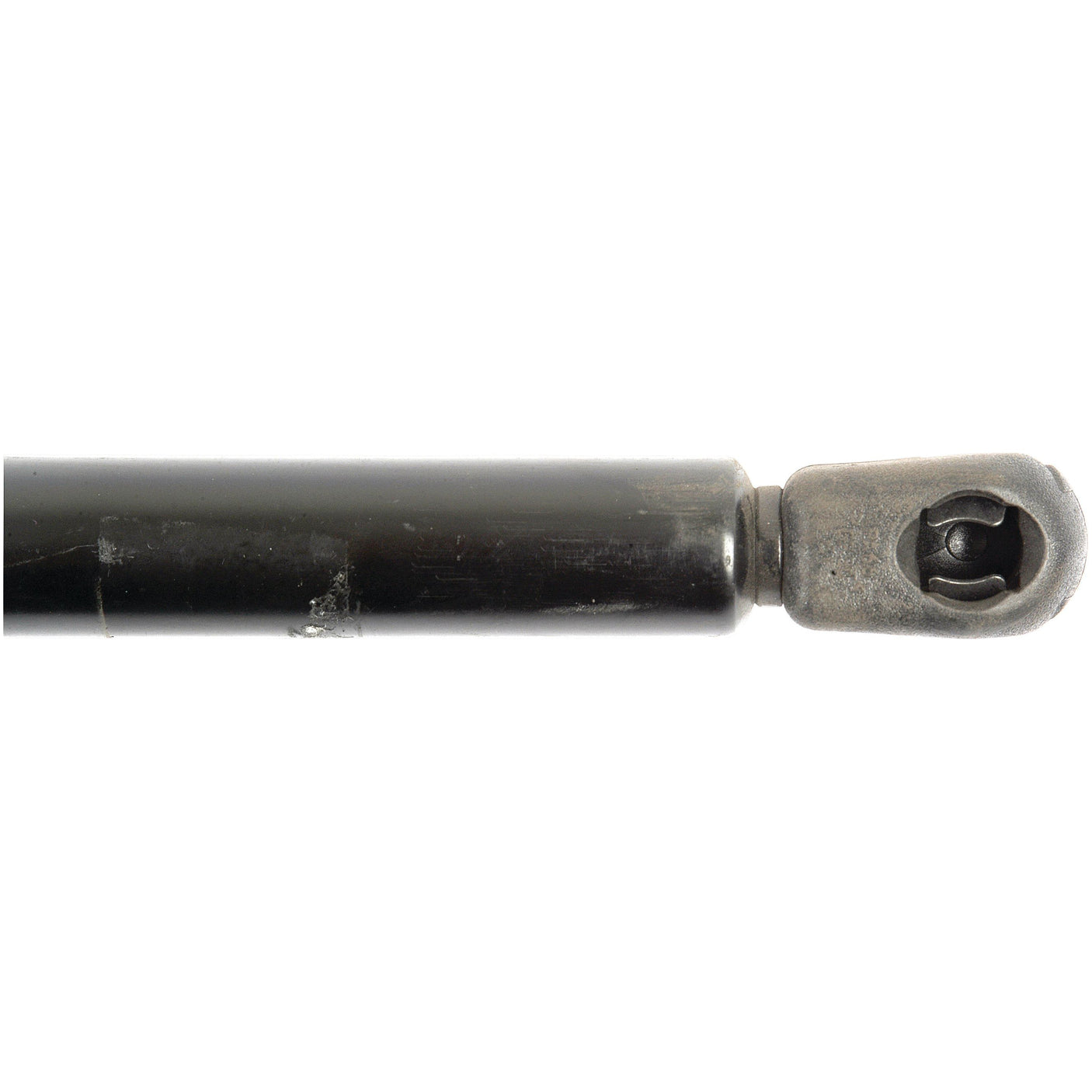 Close-up view of a black metal cylindrical rod with a worn end fitting, commonly associated with the Sparex Gas Strut, Total length: 640mm - S.19833.