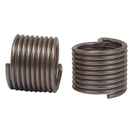 Two metal coil springs positioned side by side against a plain white background, perfect for use with Sparex Part No. S.19964, Bag - 5 Inserts UNF 3/4'' x 16 from Sparex.