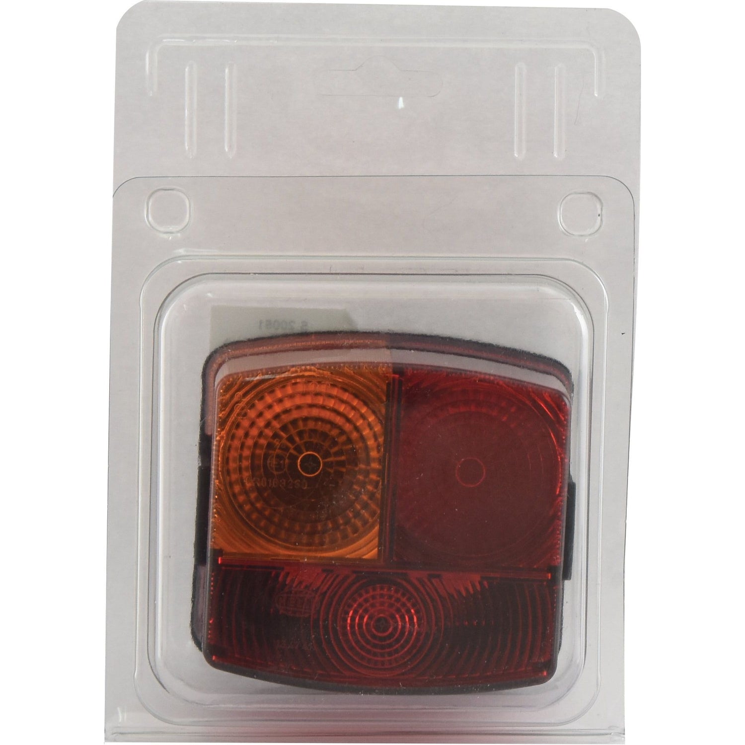 The Sparex Rear Combination Light (Halogen), model S.20051, for the left-hand side, featuring brake, tail, and indicator functions with amber and red lenses, is packaged in a clear plastic blister pack. Suitable for 12/24V systems.